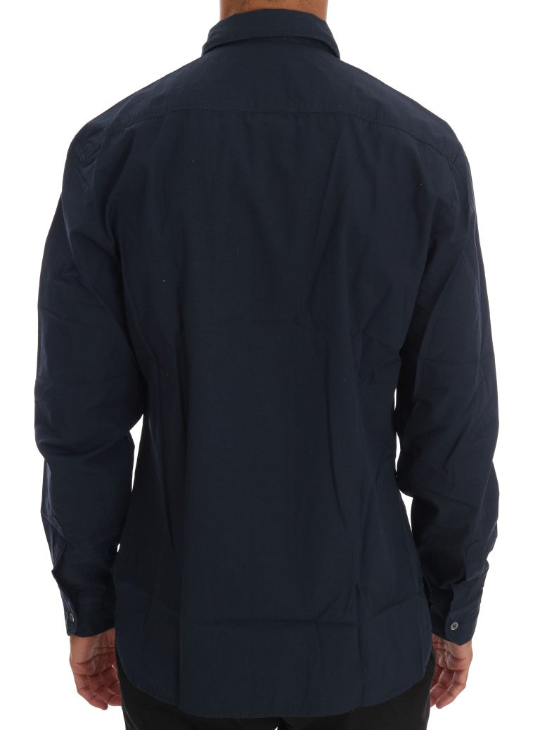 John Galliano Blaues Freizeithemd aus Baumwolle mit langen Ärmeln